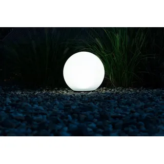 Heitronic Dekoleuchte Kunststoff Ø30 cm Akku Solar LED spritzwassergeschützt weiß