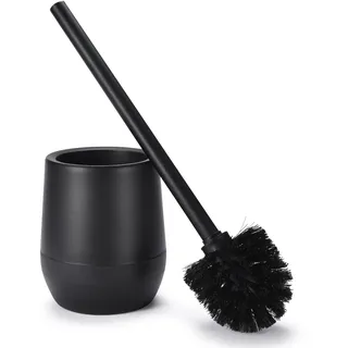 Silicon Brush Bamodi Toilettenbürste mit Halter – freistehende schwarze Toilettenbürste mit langem Griff und steifen Borsten für gründliche und einfache Reinigung – ideal für Badezimmer und Gäste-WC