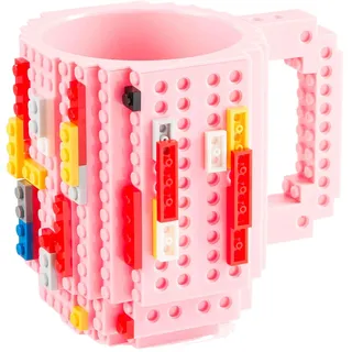 GOODS+GADGETS® Bausteine Kaffeetasse 350ml bebaubarer DIY Becher Pink | Kreativer Spielspaß, bebaubar mit Bauklötzen, BPA-frei, 350ml Build on Brick Mug, lustiges Büro Gadget, Klemmbausteine