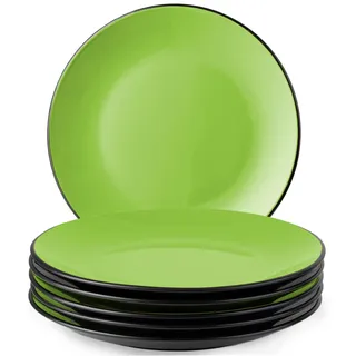 MIAMIO – 6 teiliges Teller/Speiseteller Set aus Steingut Keramik Geschirr Set - Le Papillon Kollektion (Grün, Große Teller (6x))