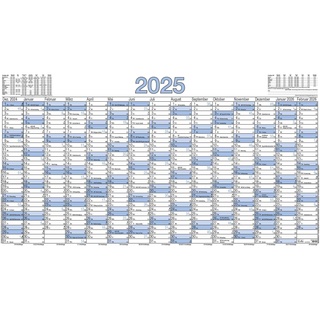 Zettler Plakatkalender 2025, 140x77cm, Plakatkalender mit 15 Monaten auf 1 Seite, 5 Stk. gerollt Arbeitstage- und Wochenzählung, Mondphasen, Feiertage, Ferientermine und deutsches Kalendarium