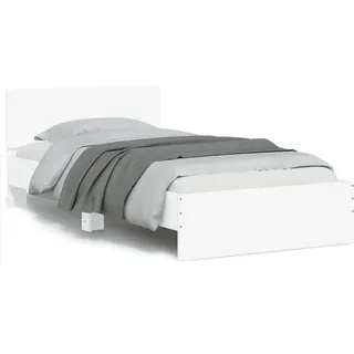 vidaXL Bettgestell mit Kopfteil und LED-Leuchten Weiß 100x200 cm)