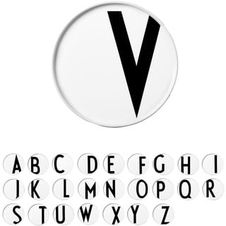 Design Letters Buchstaben Porzellanteller A-Z Weiß | Verwendung Porzellan teller als Kuchenteller | Geschenke für für Frauen, Männer | skandinavisch design Frühstücksteller, Essteller | D:20cm