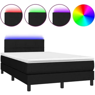 vidaXL Boxspringbett mit Matratze & LED Schwarz 120x200 cm Stoff - Schwarz