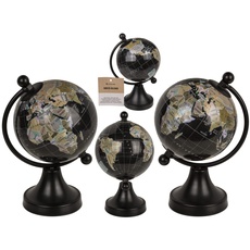 Deko-Globus, schwarz, aus Kunststoff, ca. 8 x 10 x 15,5 cm