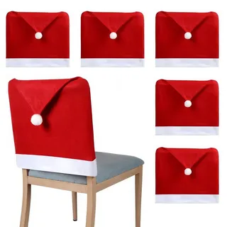 Moshiqgaol 6er Set Stuhlhussen Weihnachten, Weihnachtsstuhlhussen für Stühle, Stuhlabdeckung Weihnachtsstuhl Rückenabdeckung, Weihnachtsdeko Innen, Stuhlhusse Weihnachten, Hussen