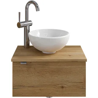 Saphir Waschtisch »Serie 6915 Waschschale mit Unterschrank für Gästebad, Gäste WC«, 51 cm breit, 1 Tür, Waschtischplatte, kleine Bäder, ohne Armatur, braun