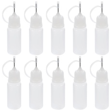 ROSENICE Nadelflasche 10 ml Nadelspitze Kleber Flasche Applikator für DIY 10 Stück (weiß)