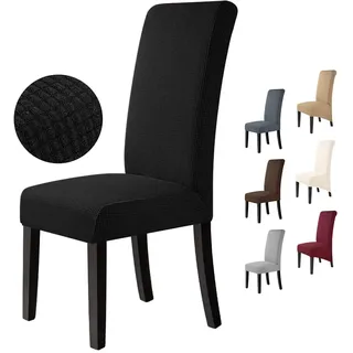 BalladHome Stuhlhussen 2 Stück Stuhlbezüge Stretch Stuhlbezug Elastische Spandex Stuhlhussen Universal Abnehmbare Waschbar für Hotel Party Bankett (Schwarz, 2 Stück)-M