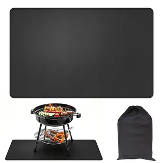 Feuerfeste Unterlage 100x150 cm Hitzebeständig bis 550°C Feuerschutzmatte Hitzebeständig Hitzeschutzmatte für Grillunterlage Bodenschutz BBQ Gasgrill Holzkohlegrill