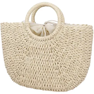 MaoXinTek Sommer Strand Tasche Damen Stroh Handtasche, Geflochten Korbtasche Basttasche Strand Schultertasche Einkaufstasche für Reise Urlaub Freizeit