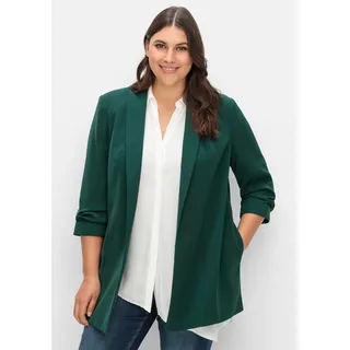 Longblazer SHEEGO "Longblazer", Damen, Gr. 56, grün (tiefgrün), 100% Polyester, Blazer Longblazer