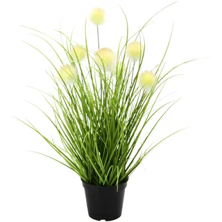 Flair Flower Knopfgras im Topf Kunst-Gras Künstliches Kugelgras Kunstgras Ziergras Kunstpflanzen Dekogras Grasbüschel Deko Grasarrangement Borstenhirse Panicoideae Süßgräser Setaria