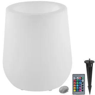 tectake Led-Blumentopf Luminous Courve Pot, 38 x 44 cm, inkl. Erdspieß und 3 Standfüße, weiß , Weiß , Kunststoff , Oval , 38x44x38 cm , Ce , Dekoration, Blumen & Blumentöpfe, Übertöpfe