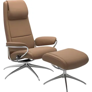 Stressless Stressless® Relaxsessel »Paris«, (Set, Relaxsessel mit Hocker), mit Hocker, High Back, mit Star Base, Gestell Chrom braun