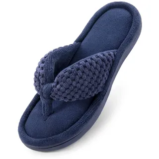 ULTRAIDEAS Damen Cozy Memory Foam Flip Flop Hausschuhe Damen Sommer Spa Thong Haus Open Toe Slide Sandale für Indoor, navy, 40/41 EU