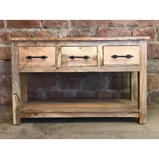 OPIUM OUTLET Möbel Kommode Sideboard Schrank Massivholz asiatisch indisch natur Landhaus-Stil L x B x H: 120 cm x 40 cm x 78 cm - Naturbelassen