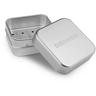 Störtebekker Shaving Accessories Störtebekker® Premium Seifendose mit Abtropfgitter für Rasierseife und Festes Shampoo - Seifenschale zum Reisen - Seifenschale mit Ablauf - Festes Shampoo Seifendose - Metalldose - Seifenbox