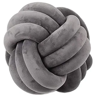 Hava Kolari Knot Kopfkissen Knotenkissen Plüsch Kissen Weiche Geknotetes Kissen Knoten Ball Kissen Dekor Bett Zimmer (20cm,Dunkelgrau)