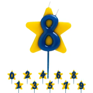 Dekora - Solidarität Geburtstagskerze | Spezielle Sternkerzen - Doppelte Wunschkerzen für kranke Kinder - Nummer 8, Blau