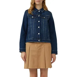 Jeansblazer S.OLIVER, Damen, Gr. 42, blau, Denim/Jeans, Obermaterial: 86% Baumwolle, 13% Polyester, 1% Elasthan, unifarben, slim fit taillenbedeckt, Blazer Jeansblazer, mit Taschen