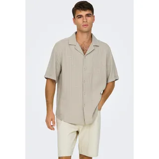 ONLY & SONS Kurzarmhemd "ONSLATHAM RLXSS RESORT LINEN STRUC 0257" Viskose mit Leinen, normal geschnitten, silber lining