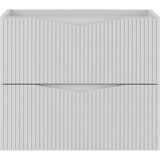 Badezimmer Waschbeckenschrank mit 60 cm Breite in weiß mit gerillter Front, 2 Schubladen - CALURI-140