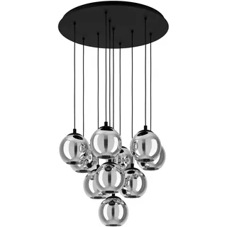 EGLO Cluster Hängelampe Ariscani 1, 3-flammige Pendelleuchte Esstisch, Hängeleuchte Treppenhaus aus Metall in schwarz und Glas in Kupfer, Esszimmerlampe hängend, E27 Fassung, Ø 42,5 cm