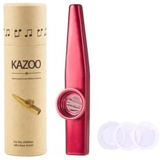 WANDIC Kazoo, leichte Aluminiumlegierung Kazoo und 3 Membranflötenmembranen Mund Kazoos mit Vintage Geschenkbox, rot