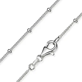 Feine Damen Kugel Panzerkette 1mm mit 2mm Kugeln 925 Silber Collier K80 | Silberkette aus anlaufgeschütztem Sterlingsilber in 6 Längen Made in Germany von MATERIA by Matthias Wagner