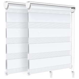 VOUNOT 2er Set Doppelrollo klemmfix ohne Bohren, Duo Rollo Klemmrollo für Fenster und Tür, lichtdurchlässig & verdunkelnd Fensterrollo, 90x150cm, Weiß