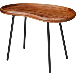 Manahee Design | Couchtisch Sheesham Massivholz Metall Braun 71 x 51 x 40 cm | Nierentisch | Retro-Design - Braun, Schwarz
