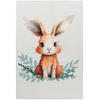 Obsession Kinderteppich , Multicolor , Textil , Hase , rechteckig , 115x170 cm , Oeko-Tex® Standard 100 , waschbar, rutschfeste Unterfläche , Teppiche und Böden, Teppiche, Waschbare Teppiche