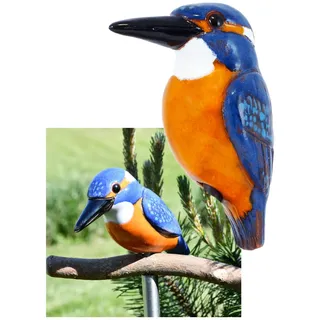 Midene Gartenstecker Keramik Handgefertigt - Gartendeko für Draußen Wetterfest - Garten Deko Keramik - Vogel Gartenfiguren & Gartenstatuen - Eisvogel