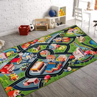 Booooom Jackson Spielteppich Straße,Autoteppich Kinder,Straßenteppich Kinder,Auto Spielteppich,Kinderteppich rutschfest Auto,Strasse Teppich Kinder,Auto Kinderteppich,Kinder Straßenteppich