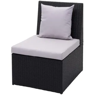 MCW Relaxsessel Poly-Rattan 60 x 85 x 70 cm Schwarz mit Kissen