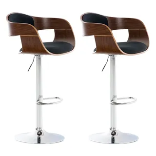 CLP Barhocker 2er Set 50 x 88 x 48 cm Walnussfarben/Schwarz