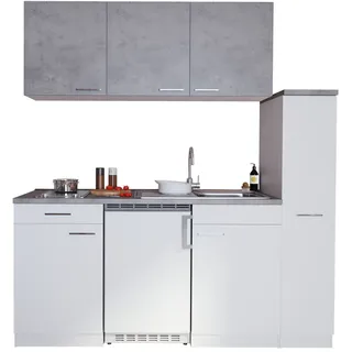 Respekta Küchenzeile 180 cm Weiß-Beton Optik