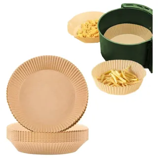 Aznze 50 Stück Backpapier Airfryer Rund Antihaft-Einweg Wasserdicht Ölfest Nicht Porös Pergamentpapier Backpapier für Heißluftfritteuse Bratpfanne Ofen Mikrowelle.(Natürliche Farbe)