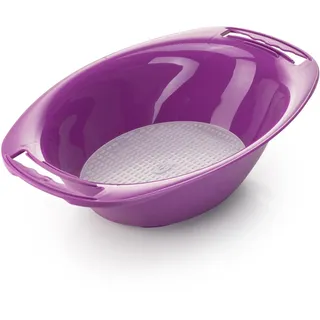 Börner Auffangschale mit Sieb • Für Börner Vital, V5, V6 & Powerline Reiben • Salatschüssel für V-Hobel • Auffangbehälter für Gemüse • Schüssel für Küchenhobel • Farbe: Violett