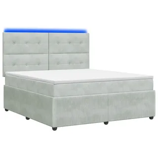 vidaXL LED Boxspringbett mit Matratze Hellgrau 140 x 200 cm Samt - Hellgrau