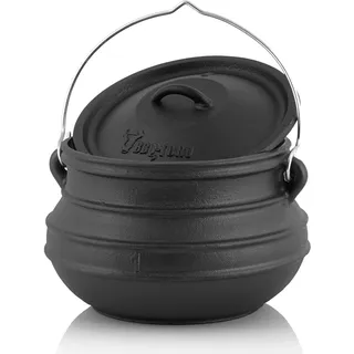 BBQ-Toro Potjie | Gusseisen Hexenkessel Potjie #1, ca. 3 Liter | Guss Topf ohne Füße | Südafrikanischer Dutch Oven | Kochtopf für offenes Feuer, Gusseisen Schmortopf mit Deckel | Fleischtopf