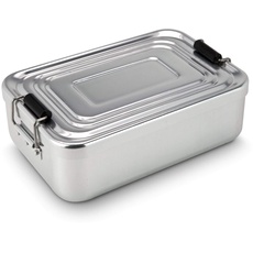 ROMINOX Geschenkartikel Lunchbox // Quadra verschiedene Varianten – hochwertige Aluminium Aufbewahrungsbox, praktisch und leicht, Proviantbox mit Dichtungsring (Silber glänzend, Medium)