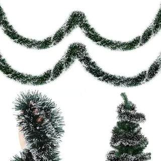 Weihnachtsgirlande 10M Weihnachtsbaum Girlande,Weihnachtsdeko Girlanden Tannengirland Girlande,Weihnachten Outdoor Weihnachtsdeko,Weihnachtsbaum Hängende Dekorationen Weihnachtsgirlanden,Grün/Weiß