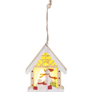 LED Dekoration MAGICHOME, SCHNEEMANN im Haus, hängend, 9,2x3x10,4 cm, warmweiß
