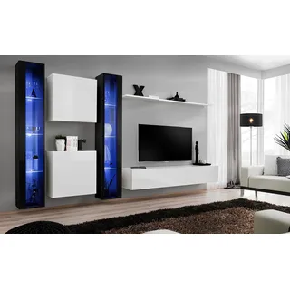 Gruppe Wohnwand Modern Wandregal Designer Wandschrank Luxus Holz Einrichtung Neu - Weiß