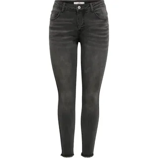 JDY Damen Skinny Jeans Stretch JDYSONJA Ankle Denim Hose mit Fransen | XS / 32L - Dunkelgrau