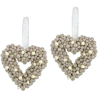 I.GE.A. Perlenherz zum Hängen 14 cm beige