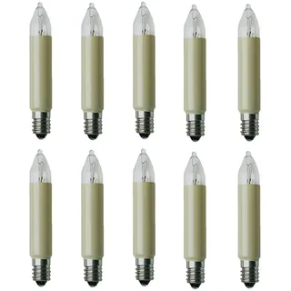 ShuoHui Ersatz-Kerzen für Schwibbogen, 10 Stück 14V 3W Kleinschaftkerze für Weihnachtsbaum Kerzen Lichterketten innen und außen mit Brennstellen, E10 /65mm/ 3W/ 22LM (14V 16 Brennstellen)