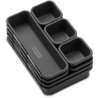 madesmart FBA_59601 Interlocking Bin Pack, Plastic, Granite